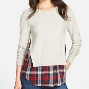 Treasure & Bond Plaid Detailed Layered Sweater. Size L.